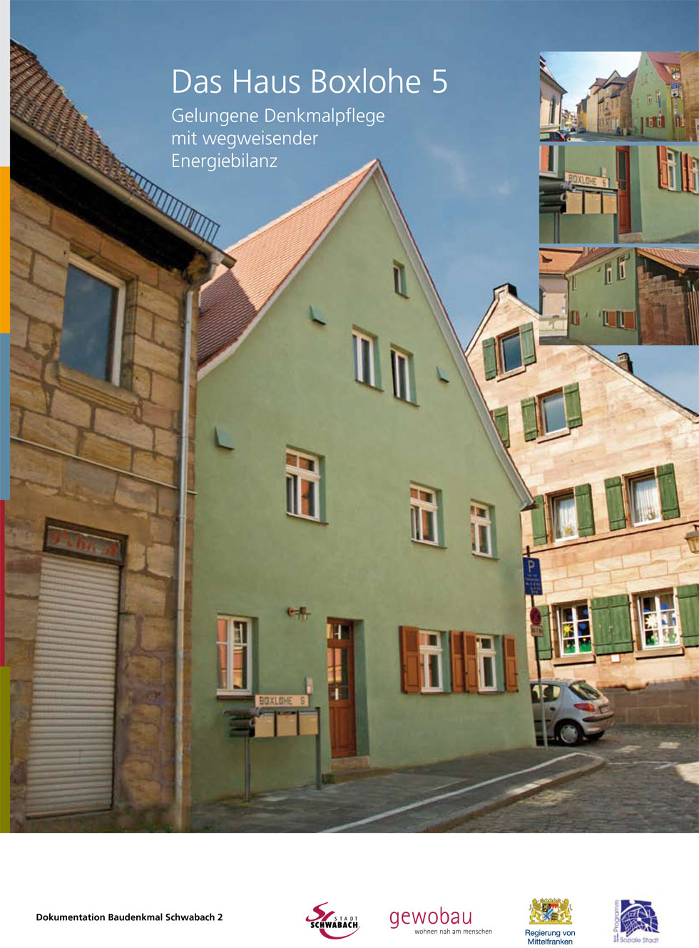 Titelbild Broschüre mit einem grünen restaurierten Haus