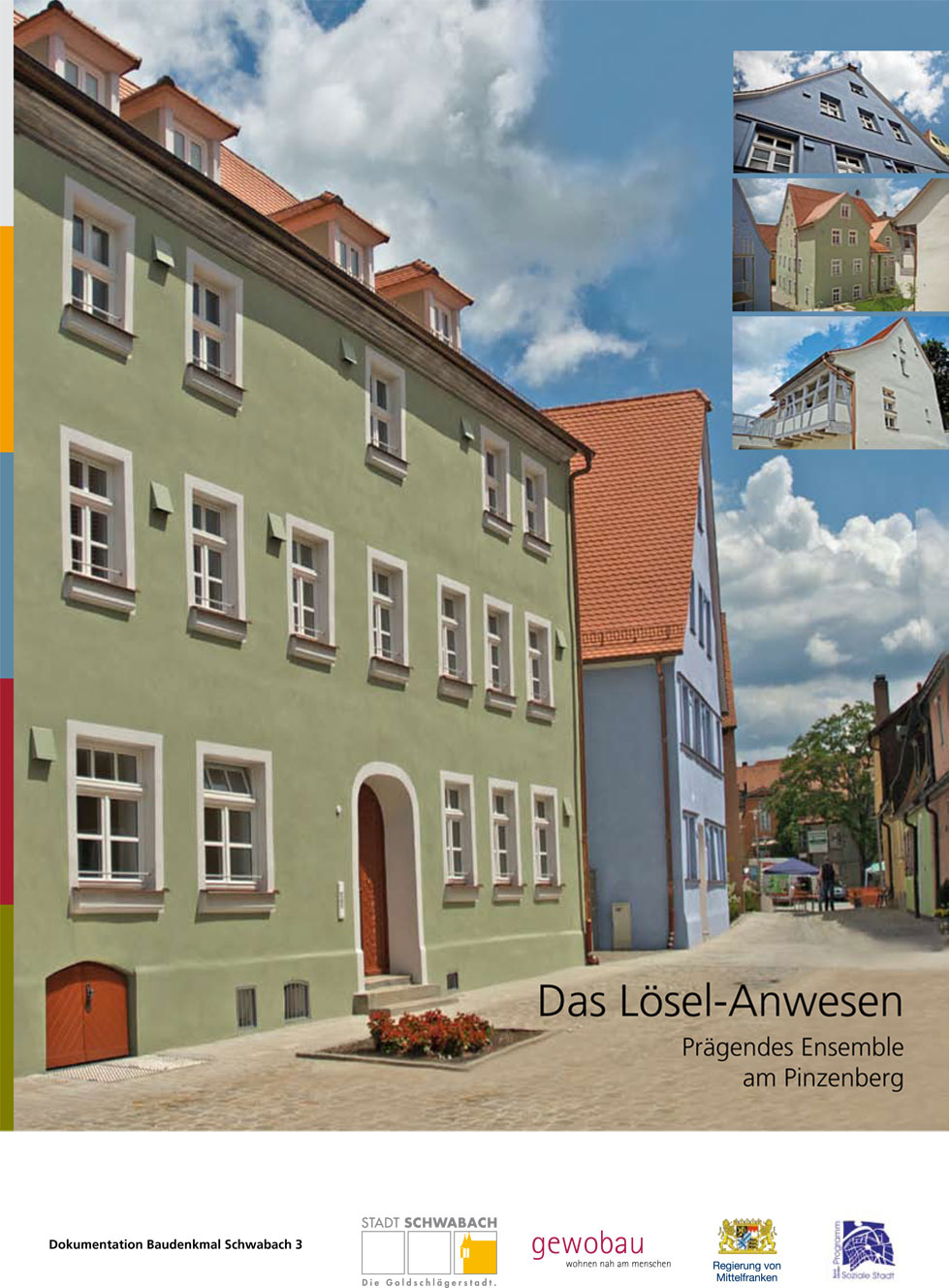 Titelbild Lösel-Anwesen mit Ansicht der Vorderseite des grünen Gebäudes