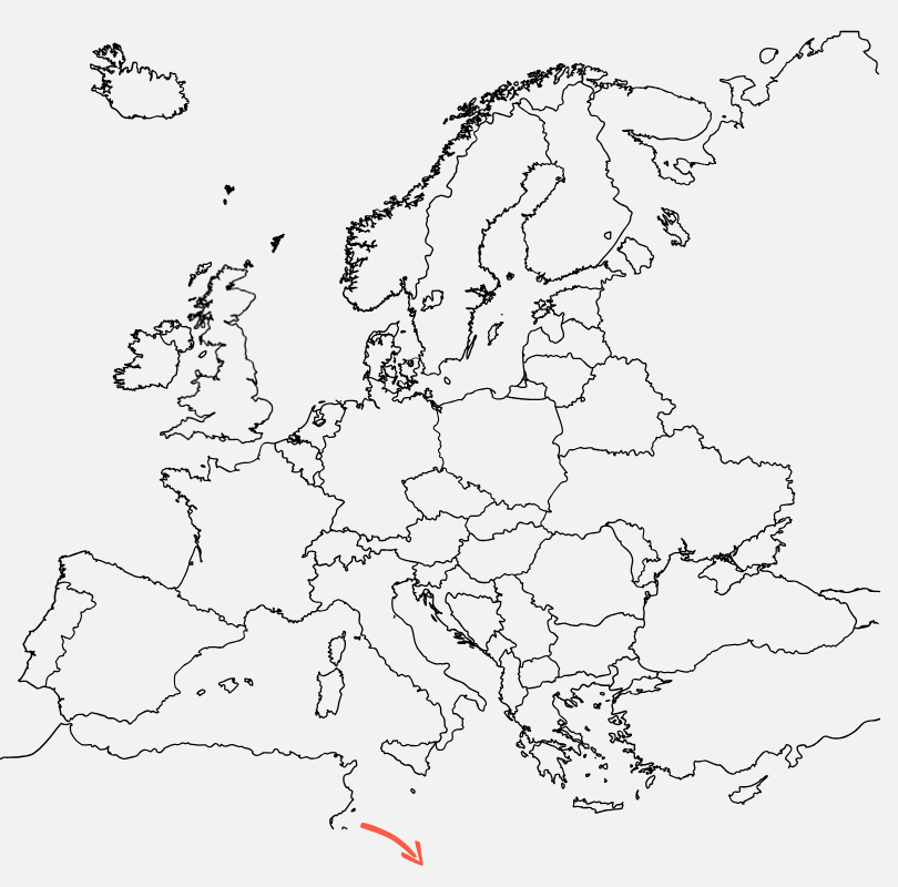 Europakarte mit Grenzlinien einzelner Länder