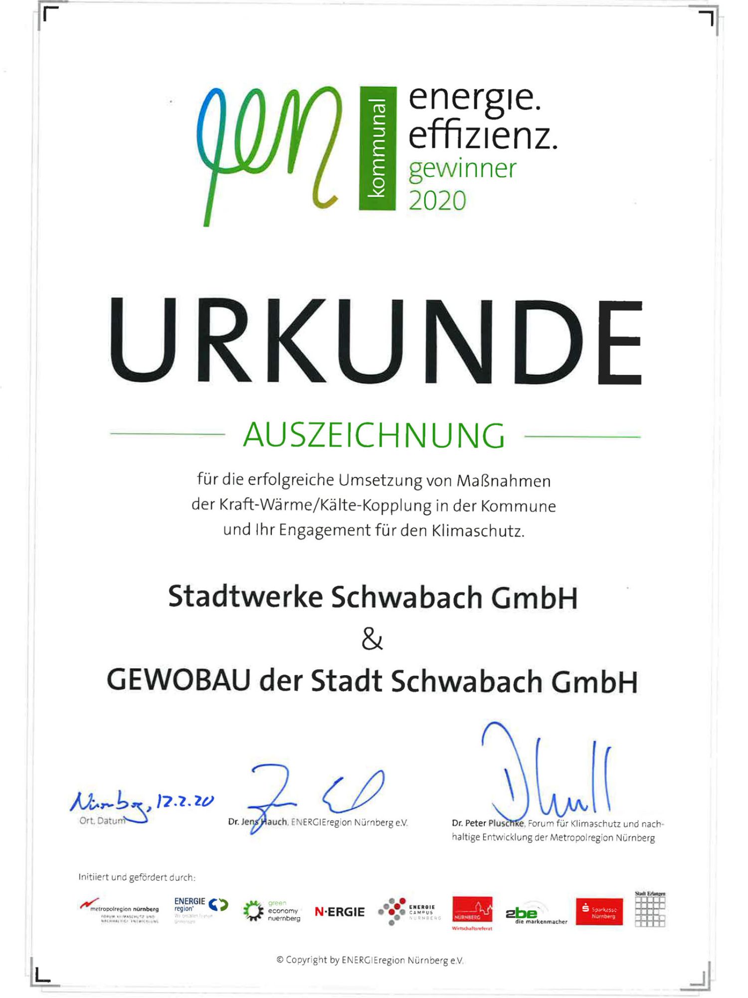 Urkunde Energie Effizienz